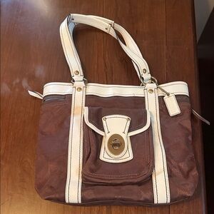 VINTAGE Coach Brown and Cream Tote Bag